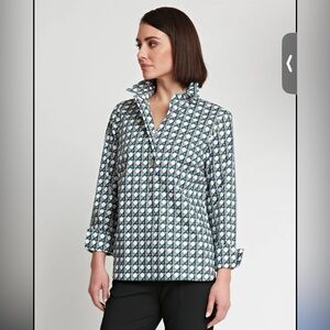 Hinson Wu Charlotte octagon geometric pattern button down shirt top blouse